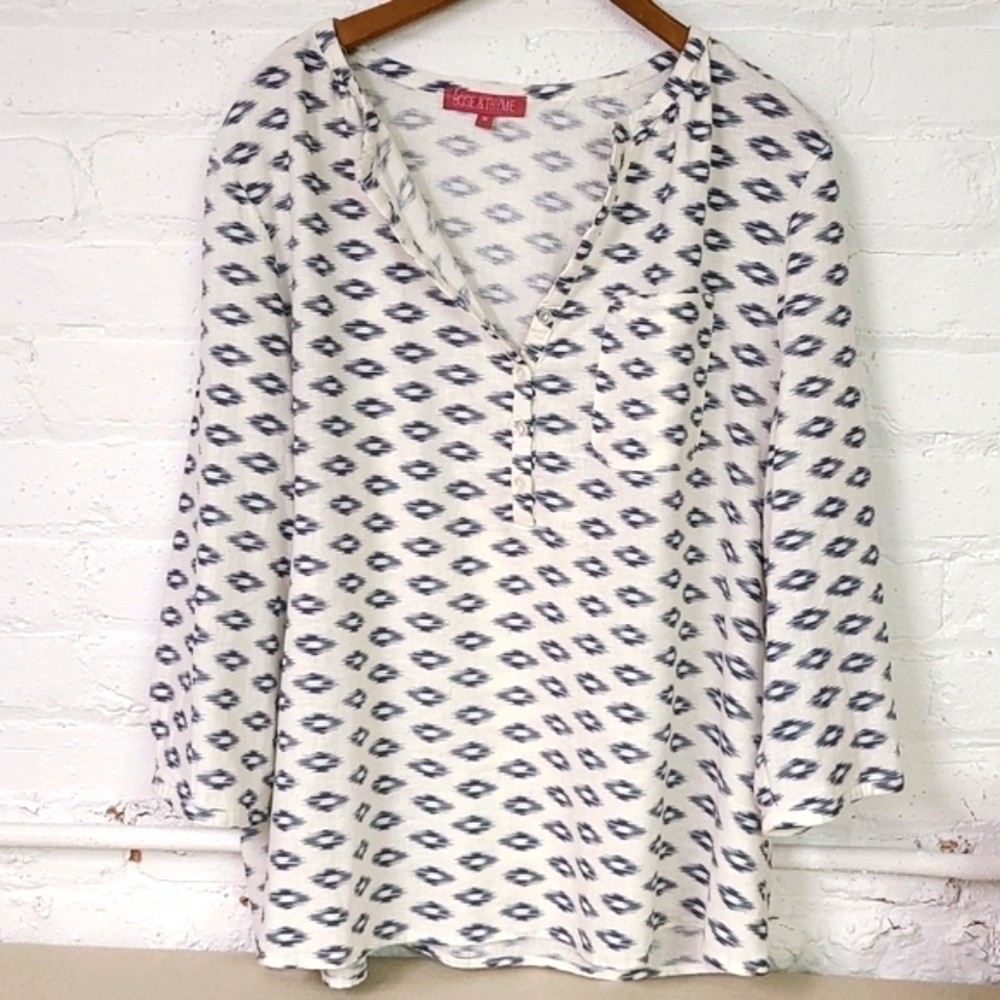 Rose and Thyme Linen Blend Tunic Size 1X